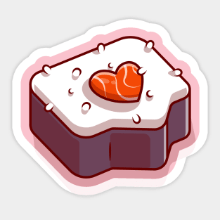 Sushi Salmon Love Cartoon Sticker